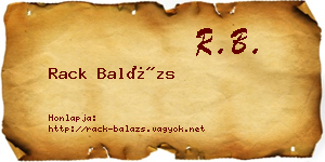 Rack Balázs névjegykártya